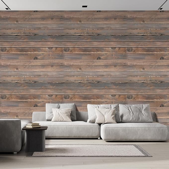 wall26 Horizontal Brown Vintage and Retro Wood Textured Paneling, Wall Mural, Removable Wallpaper, Home Decor - 120x168 inches