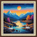 Findvoor Counted Cross Stitch Kits for Adults Full Range of Cross Stitching Embroidery Unprinted Pattern for Beginners, 11CT Needlepoint Kit Patterns Embroidery Kits-Moonlight Swan 18x18 inch