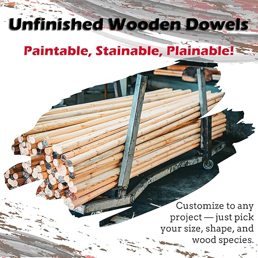 Pine Square Dowels (1-¾" x 36", Pack of 6) | Variety of Diameters & Wood Species | Unfinished Wooden Dowel Rods for Crafts & DIY Home Projects | Curtain Rod, Macrame Supplies, Moulding Trim, Flagpole