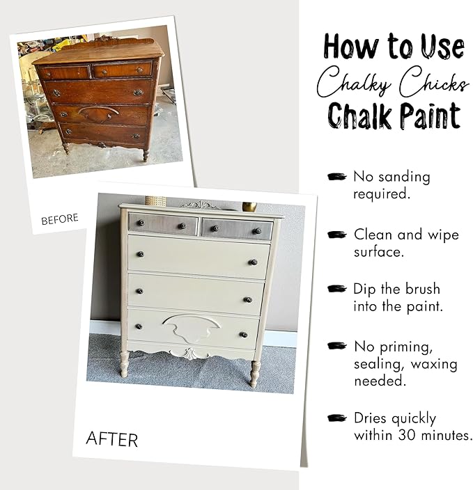 Chalky Chicks All-in-One Chalk Paint for Furniture or Cabinet - 4Fl Oz - Matte Finish Daisy (Light Yellow) for Metal, Wood Furniture Paint - No Sanding All-in-One for Home Decor & Crafts, USA Made