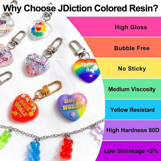 JDiction 15 Colors UV Resin, Odorless Hard Solid Colored UV Resin for Jewelry Making, Casting and Coating, Crafts and Decoration(20g Each)