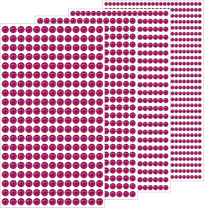1799 Pcs 4 Sheets Rhinestone Stickers 3/4/5/6 mm Self Adhesive Rhinestones Gems for Face Eyes Makeup Hair Body (rose-3/4/5/6mm)
