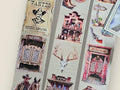 Wild West Transparent Vintage Washi Tape 5x5 cm x 100 cm – Decorative Scrapbooking Craft Adhesive Roll, Western Cowboy Art, Rustic Frontier Illustration for Journals, Planners, Cards & DIY Projects
