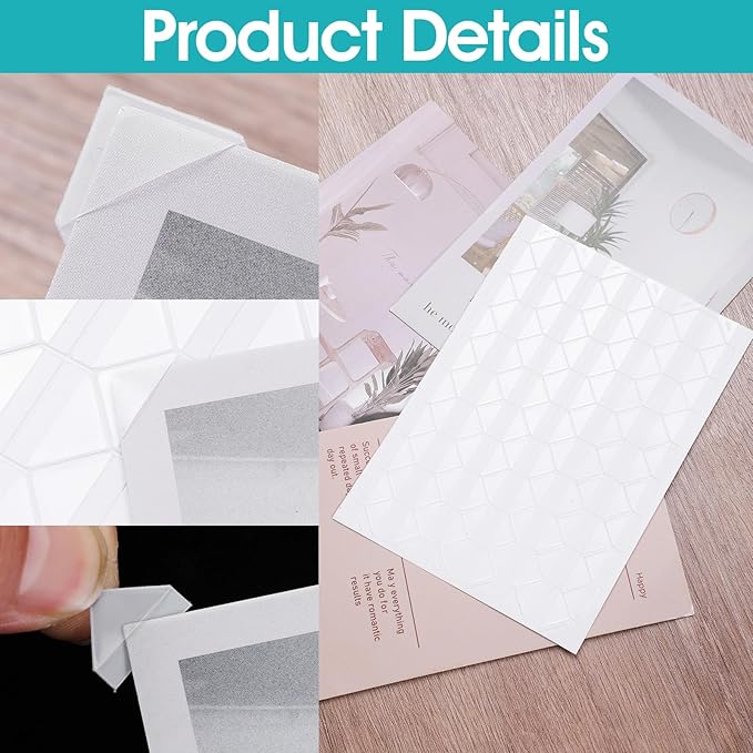 408PCS Photo Corners Self-Adhesive Acid Free Photo Corners Scrapbook Picture Corner Picture Mounting Corner for DIY Scrapbook, Album, Journal, Memory Books