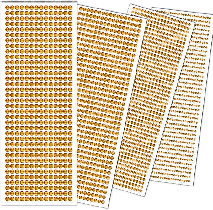 3090 Pcs 4 Sheets Rhinestone Stickers 3/4/5/6 mm Self Adhesive Craft Rhinestones Gems for Face Eyes Makeup Hair Body (Goldenyellow-3/4/5/6mm)