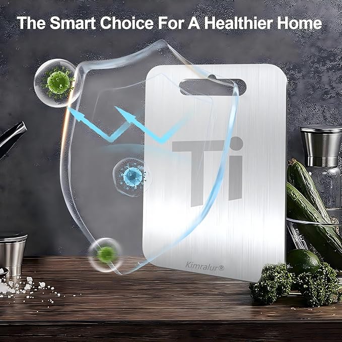 Titanium Cutting Board, Double Sided 2025 New Titanium Cutting Boards for Kitchen, Non Toxic Non Slip, Chopping Board, Dishwasher Safe, Easy to Clean (12"L x 9"W)