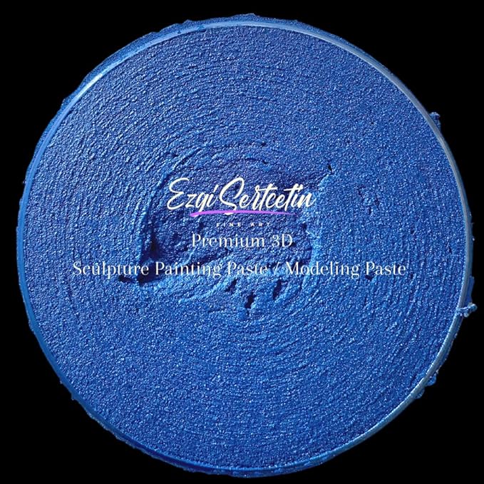 3D Sculpture Painting Paste|Texture Paste|Decorative Plaster|Ready to Use|Unique Colors|Ideal for Artwork|Stencil|Flowers|Texture|Art Relief| 6 oz (Metallic Dark Blue)