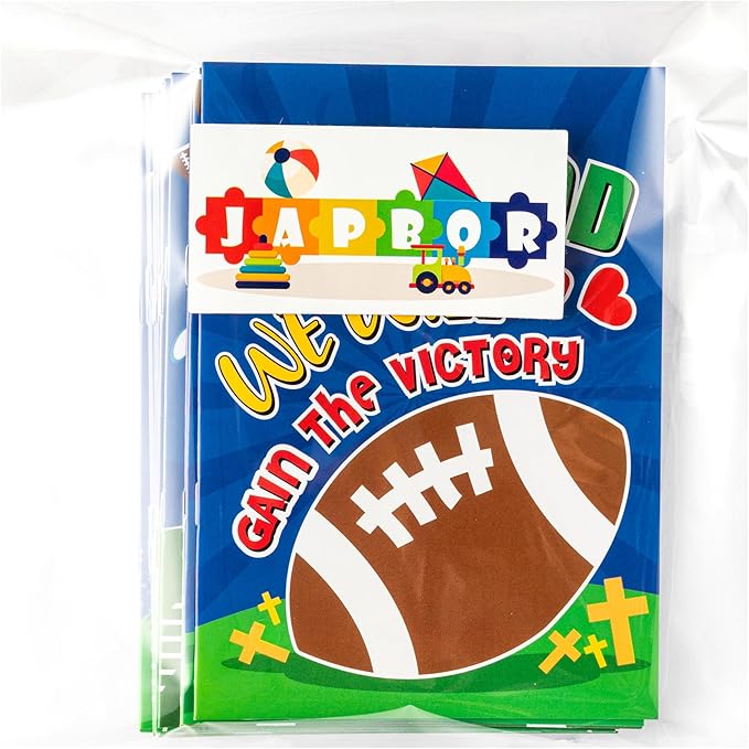 JAPBOR Football Coloring Books for Kids - 24PCS Mini Christian Themed Color Book Bulk Party Favors, Religious Jesus Bible Small Colour Pages for Sunday School Church Classroom Drawing Painting Games