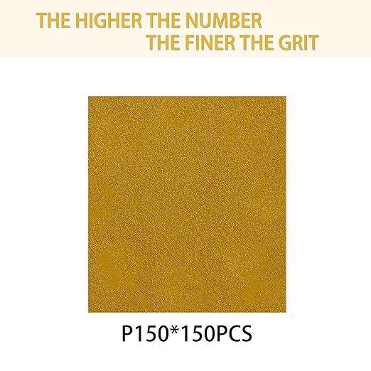150PCS 150 Grit Gold Sanding Discs, 5-Inch 8-Hole Sandpaper for Random Orbital Sander, for Automotive or Woodworking