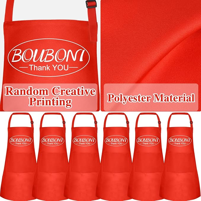 24 Pack Kids Apron Bulk with 2 Pockets Adjustable Chef Art Apron Kids Painting Aprons for Cooking Baking Painting Crafting Grilling Activity（Red）