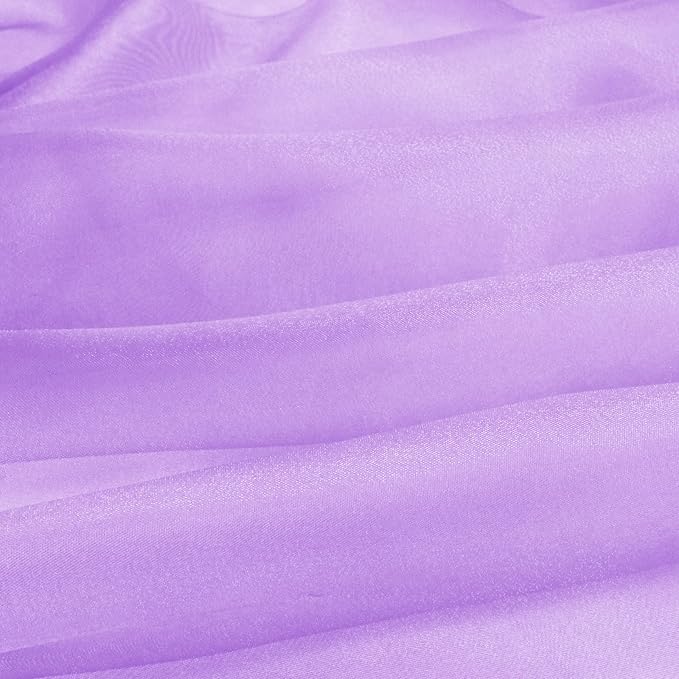 VACVELT Sheer Organza Fabric by The Yard, 60 Inch Wide Light Purple Organza Fabric Bolt Bridal Sheer Tulle Fabric, Silk Organza Fabric Roll for Wedding Party Decorations Backdrop Curtain (2 Yards)