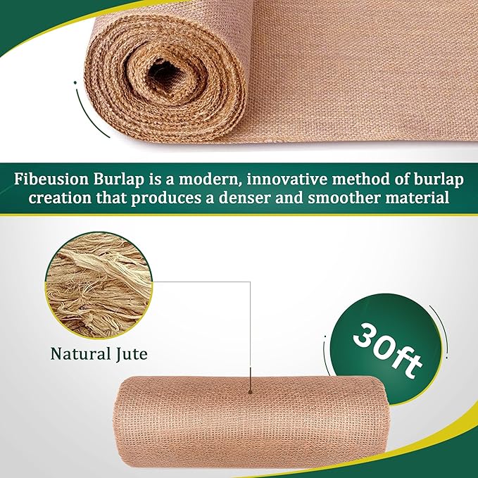 Burlap Table Runners 14 Inches x 30 FT - No-Fray Finished Edge Premium Natural Table Runner Burlap Roll – No Odor, Eco-Friendly Tablecloth Roll for Rustic Table Decor and Other DIY Crafts