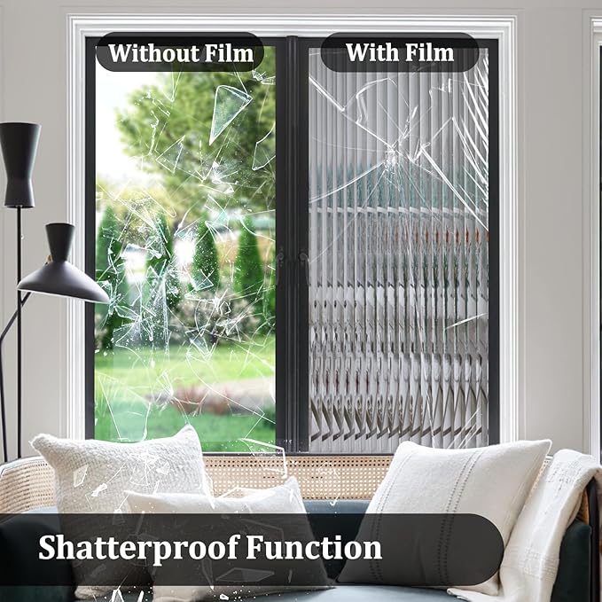 Window Privacy Film, Frosted Reeded Glass Cling, 3D Decorative Coverings with UV Blocking, Adhesive Stickers for Bathroom Doors Cabinet