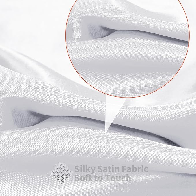 RUDONG M White Satin Fabric by The Yard, 5 Yard x 60 Inch Wide Silky Charmeuse Satin Fabric, Soft Satin Fabric for Wedding Decorations, Bridal Dress, Sewing, Accessories, DIY Crafts