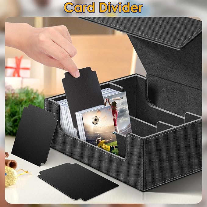 Homthy 1800+ Card Deck Case for Trading Cards, Leather Magnetic Closure Commander Card Storage Box Magic Card Protectors Fit for MTG TCG and Sport Cards