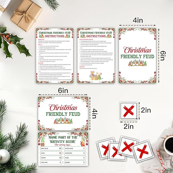 Christmas Friendly Feud Game, Funny Christmas Party Games, Friendly Feud Trivia Quiz for Family, Winter Xmas Holiday Party Supplies for Adults -07