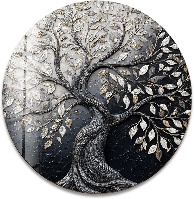 My Photostation.com 27.5''(70cm) Diameter Twilight Tree of Life Round Glass Wall Art Tempered Glass Printing Wall Decor Large Wall Art Wall Hangings