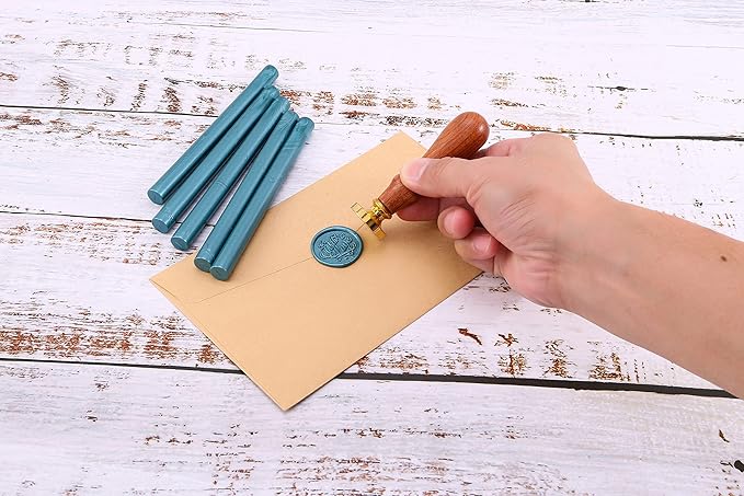 Yoption 15 Pieces Glue Gun Sealing Wax Sticks for Wax Seal Stamp, Great for Wedding Invitations, Envelopes, Cards, Christmas Gift Ideas, Wine Packages (Teal Blue)