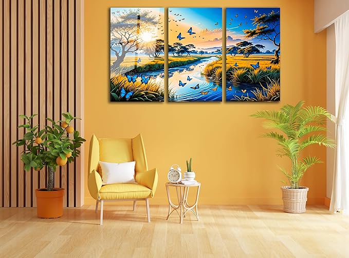 SpiritualHands Fantastic Scenery Tempered Glass Wall Art Painting for Living Room, Tempered Glass Modern Prints Decor, Large Vivid Color Panel for Bedroom, Kitchen, or Office