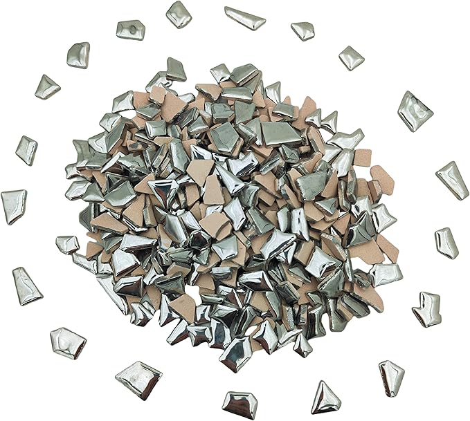 1.1LB Irregular Ceramics Mosaic Tiles, Mosaic Pieces Stones for DIY Mosaic Making Craft Hobby Arts Home Wall Decoration (Sliver)