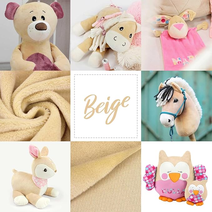 kullaloo Plush Fabric | Solid Beige Minky Fabric for Sewing (Pack of 2) | Super Soft Cuddle Material | 39.5x29.5 | Plushies, Baby Blankets, Pillows, Dog Beds, Cat Beds, Baby Accessories, Apparel