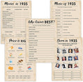 90th Birthday Party Games, Set of 5 Activities for 10 Guests, Born in 1935 Games Bundle, Birthday Party Supplies for Adults, Pack of 50 Cards