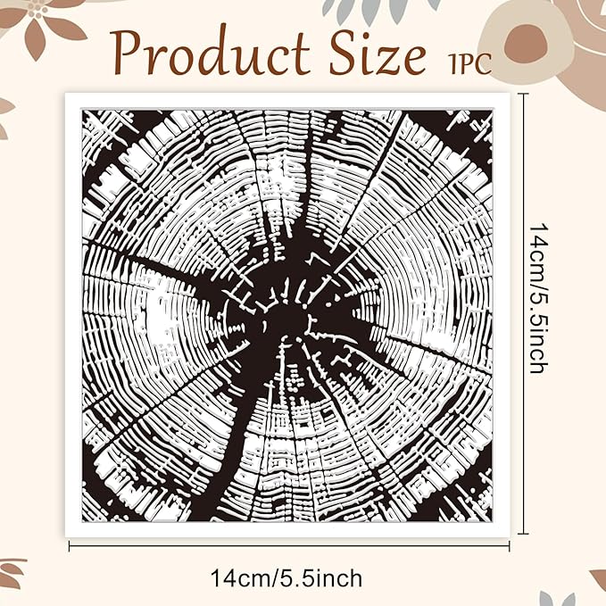 CHGCRAFT Tree Rings Polymer Clay Texture Sheets Tree Pattern Silicone Texture Stamp Clay Texture Mat Modeling Pattern Pad Sheets for Jewelry and Earrings Tools, 5.5x5.5 inch