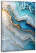 My Photostation.com Round 24'' Turquoise and Blue Alcohol ink Glass Wall Art Tempered Glass Printing Wall Decor Large Wall Art Wall Hangings