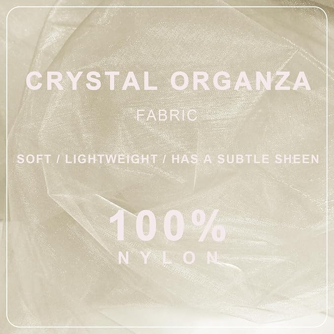 Ivory Organza Tulle Fabric Rolls, Crystal Organza 12" by 50 Yards (150 ft) Sheer Nylon Silky Shiny Netting Spool Bolt for DIY Craft Table Runner Wedding Baby Shower Party Decor (Ivory)