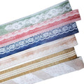 Lace Pattern Washi Tape Set, 6 Rolls Japanese Paper Decorative Stickers with 1 Clip, Lace Fabric for Scrapbooking, Journaling, Craft Supplies, 1.57in x 79in