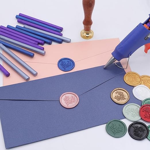Dusty Blue Wax Seal Sticks 20pcs, Andotopee Glue Gun Wax Seal Sticks for Wax Seal Stamp, Premium Sealing Wax for Envelope Letter Seal Wedding Invation Craft Adhesive, Great Gift Ideas (Mini Size)