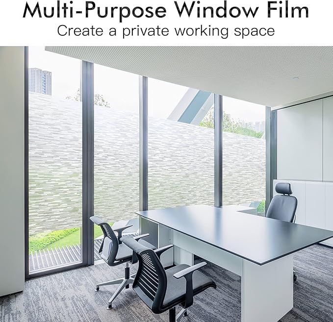 Haton Window Privacy Film, Frosted Glass Static Cling Sun Heat Blocking Window Clings, Frosting Opaque Coverings, Vinyl Removable Stickers Tint for Home Door Office, Non Adhesive 11.8" x 118.1"