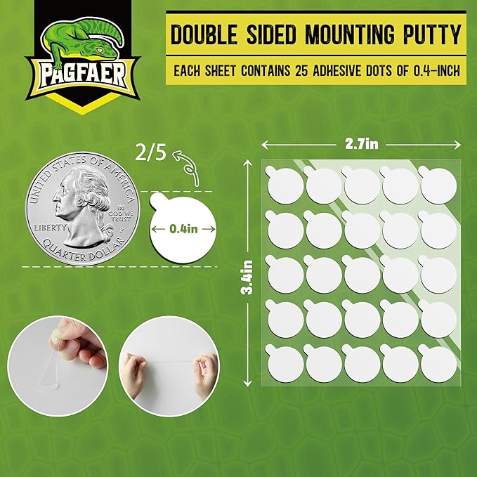 Adhesive Dots Double Sided, 100PCS Mounting Putty for Wall, Posters, Balloons - 0.4" Removable Clear Adhesive Putty, No Damage Sticky Adhesive Tack for Poster & Festival Decoration Museum