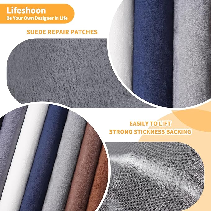 Fabric Repair Patches, 17X79 Inch Self-Adhesive Suede Patches Tape Durable, DIY Large Fabric Repair for Sofa, Couches, Furniture, Chair, Clothing （17X79 Inch, Dark Grey）