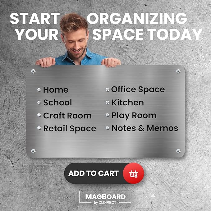 Diamond Life Magnetic Board - Memo & Vision Board for Home, Office, and Classroom - Magnet Board for Kids - Pre-drilled Mounting Screws Included (White 24"x36")