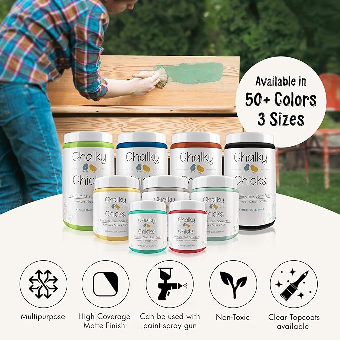 Chalky Chicks All-in-One Chalk Paint for Furniture or Cabinet - 32 Fl Oz - Matte Finish Old Lace (Off White) for Metal, Wood Furniture Paint - No Sanding All-in-One for Home Decor & Crafts, USA Made