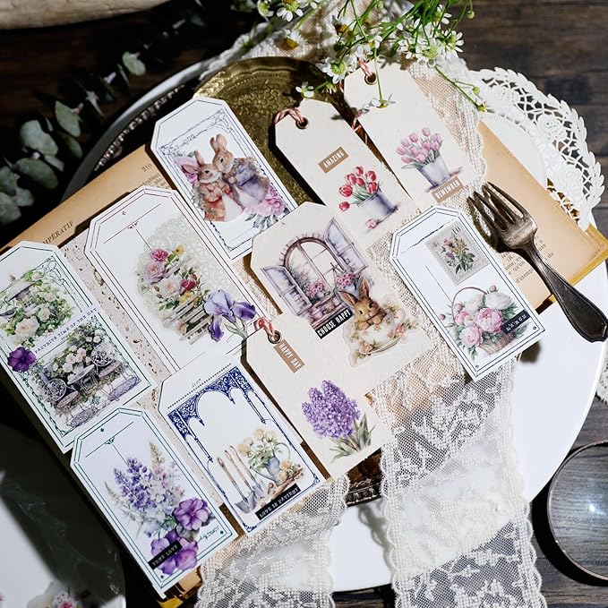Vintage Vellum Stickers Floral Plants Elements Scrapbooking Supplies Flowers Botanic Natural Translucent Paper Self-Adhesive Junk-Journal Items (Spring Garden)