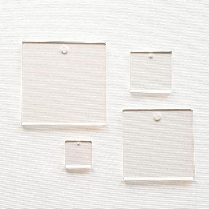 25 Acrylic Square Clear with Hole (Select Size) (0.5")