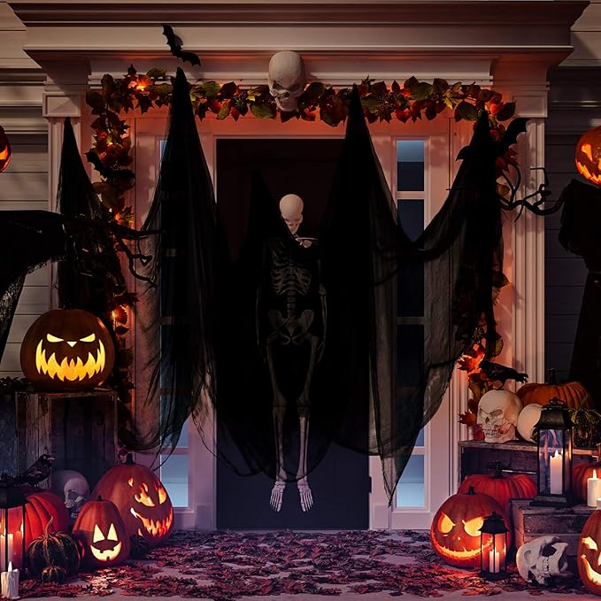 Boao Halloween Cheese Cloth 85 x 197 Inch Black Cheesecloth Roll for Crafts Large Cotton Muslin Gauze Fabric for Halloween Outdoor & Indoor Spooky Decoration