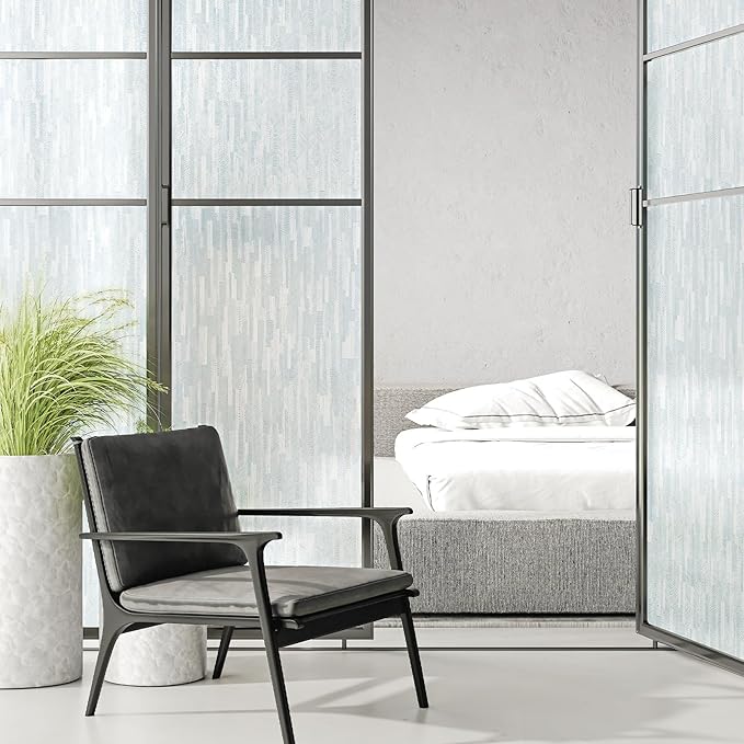 rabbitgoo Window Privacy Film, Frosted Glass Window Film Static Cling Covering, Non Adhesive Privacy Clings Vinyl, Removable Frosting Sticker for Home Decoration, White, 29.5 x 157.4 Inches