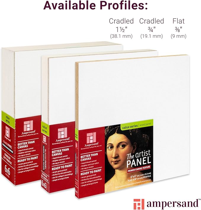 Ampersand Art Supply Wood Gesso Art Painting Panel: Canvas Texture, 3/8 Inch Depth, 16" x 20"