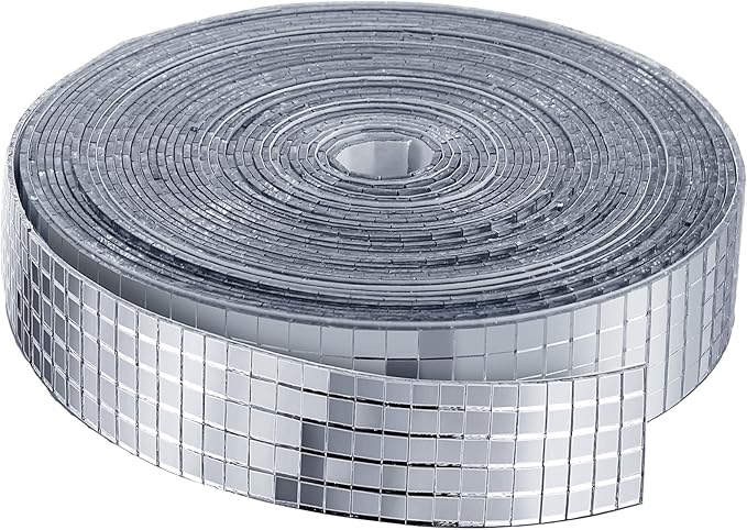 SATINIOR 8000 Pcs Disco Ball Mirror Tiles Self Adhesive for Crafts 5 x 5 mm Small Disco Tape Ball Stickers Square Mosaic Tiles Mirror Pieces for DIY Craft Party Decor