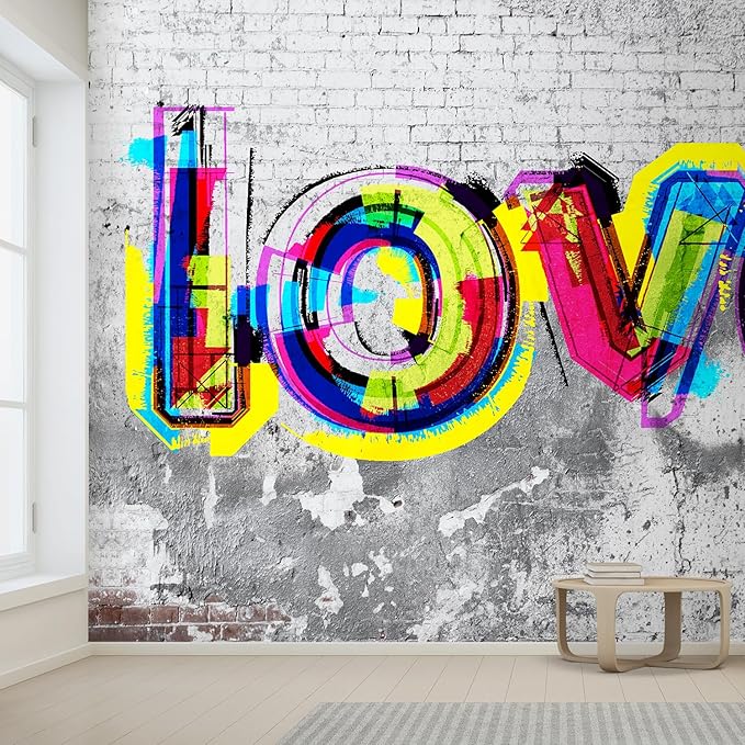 wall26 Wall Sticker/Wall Mural Colorful Graffiti, Not Peel and Stick, Non-Woven Wallpaper Decorative for Bedroom, Living Room, Office - 120x144 inches