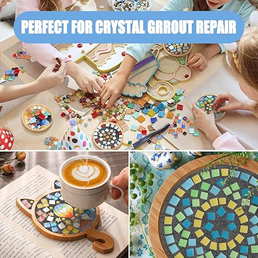 Mosaic Crystal Grout, Mosaics Tile Tools, Mosaic Tile Accessories – Essential for Handmade Grouting and Perfect for DIY Craft Projects (Gray, 4.5oz)