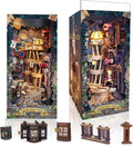 DIY Book Nook Kit,Dollhouse Booknook Bookshelf Insert Decor,3D Wooden Puzzles with LED Dust Cover,Book Nook Miniature Kit,Birthday Halloween Home Decor for Teen Adult-Magic Night Alley