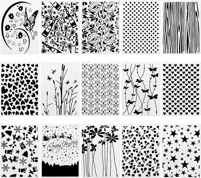Create idea 15PCS Embossing Folders Plastic Templates Craft Card Christmas Stencils for Making Paper Cards Photo Album Wedding Decoration Scrapbooking