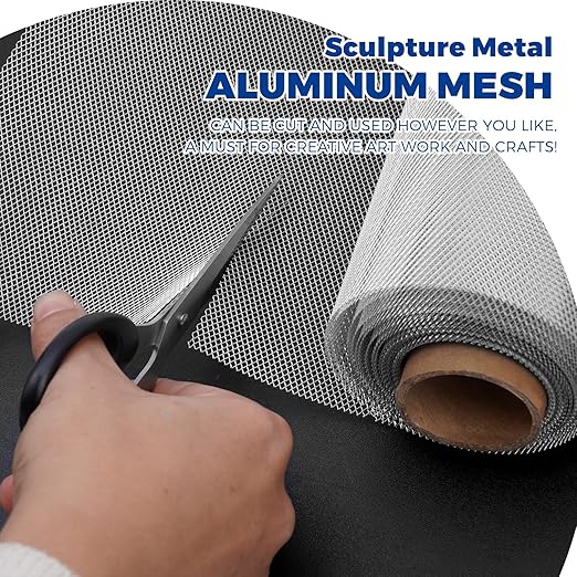 Aluminum Wire Mesh for Arts and Craft Sculpting Mesh Roll 15.7 Inch by 16.4 Foot for Sculpture Projects Craft Wire Mesh for Crafts (Silver, 15.7inch x 16.4foot)