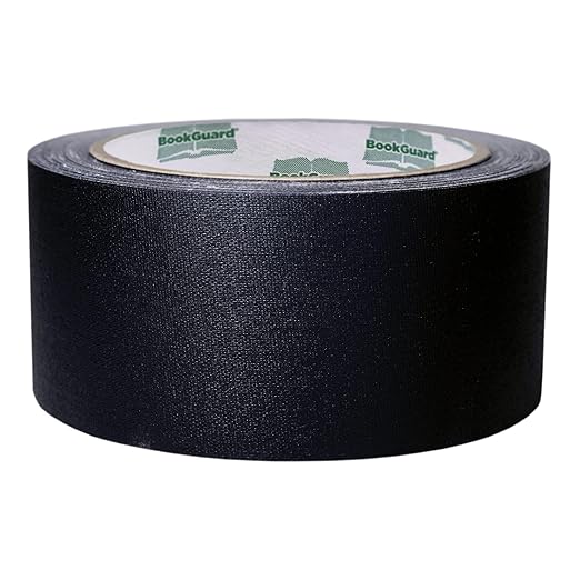 BookGuard 2 Inch Bookbinding Tape, Vinyl Coated Cotton Cloth Book Tape, Ideal Book Repair and Library Supplies - 15 Yards, Black