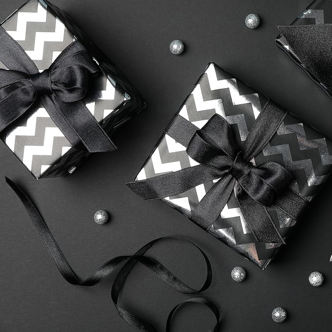 LIUYAXI Black Double Faced Satin Ribbon, 1-1/2" X Continuous 50 Yards, Ribbons Perfect for Gift Wrapping Wedding DIY Craft Bow Making & Other Projects