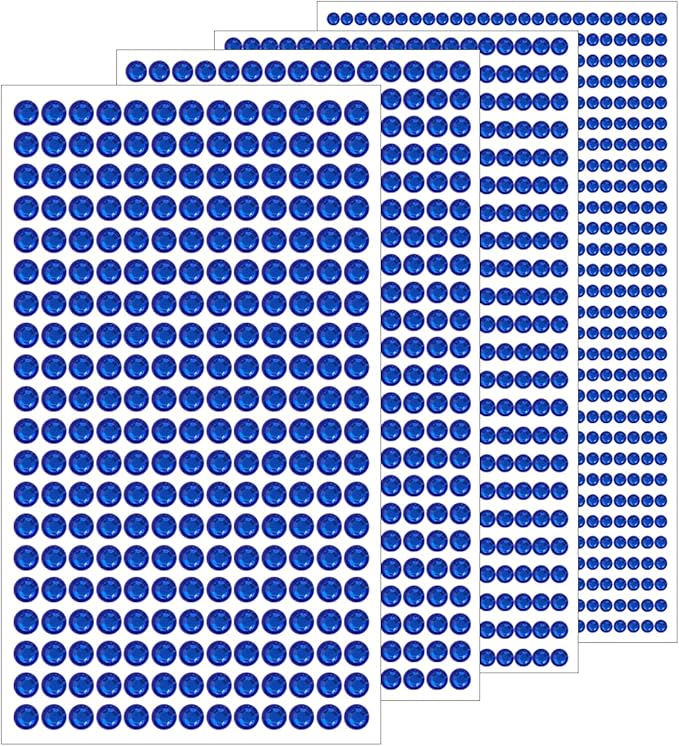 1799 Pcs 4 Sheets Rhinestone Stickers 3/4/5/6 mm Self Adhesive Rhinestones Gems for Face Eyes Makeup Hair Body (blue-3/4/5/6mm)